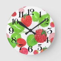 reloj de pared frambuesas a la acuarela