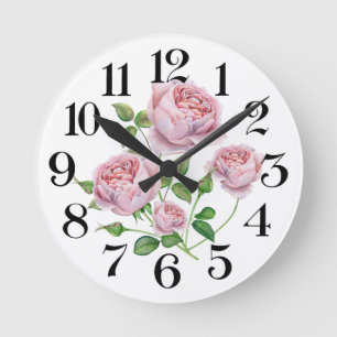 reloj de pared rosas a la acuarela round clock
