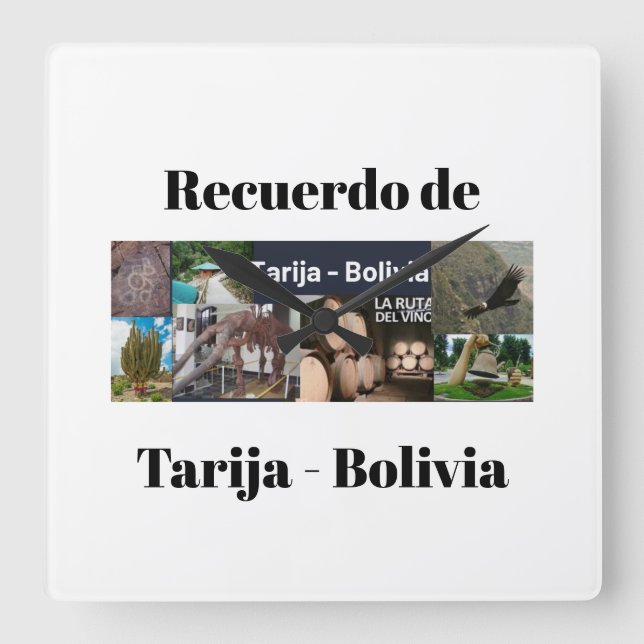 Reloj Recuerdo de Tarija Bolivia Square Wall Clock (Front)