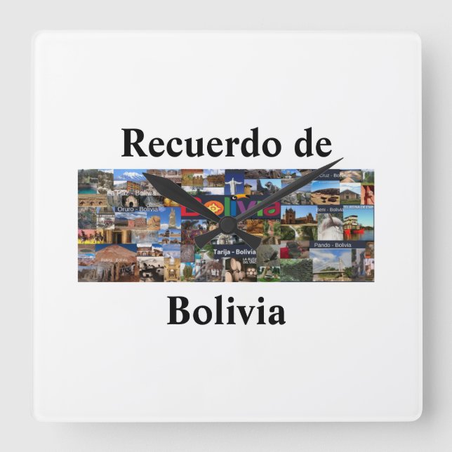 Reloj recuerdo of Bolivia Square Wall Clock (Front)