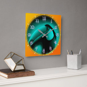 Reloj Time and illustrated art on your wall. Square Wall Clock