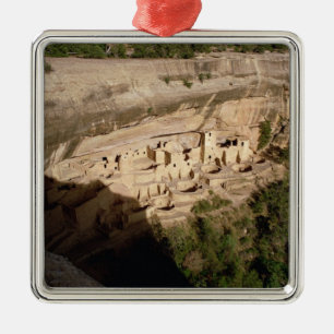 Remains of Pueblo Indian cliff dwellings Metal Tree Decoration