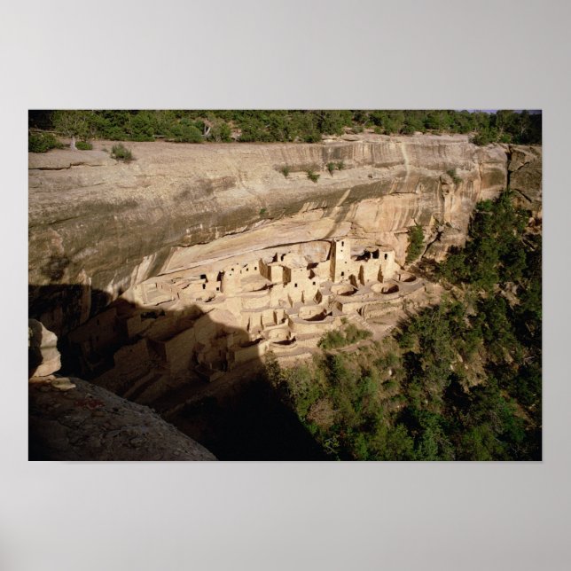 Remains of Pueblo Indian cliff dwellings Poster (Front)