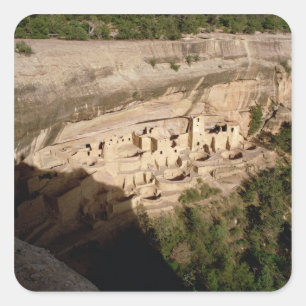 Remains of Pueblo Indian cliff dwellings Square Sticker