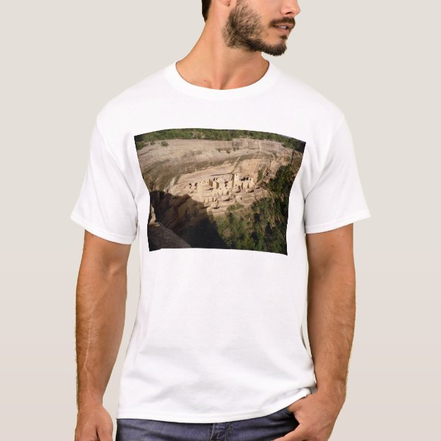 Remains of Pueblo Indian cliff dwellings T-Shirt (Front)