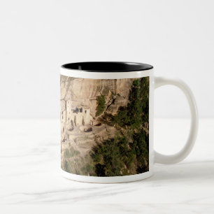 Remains of Pueblo Indian cliff dwellings Two-Tone Coffee Mug