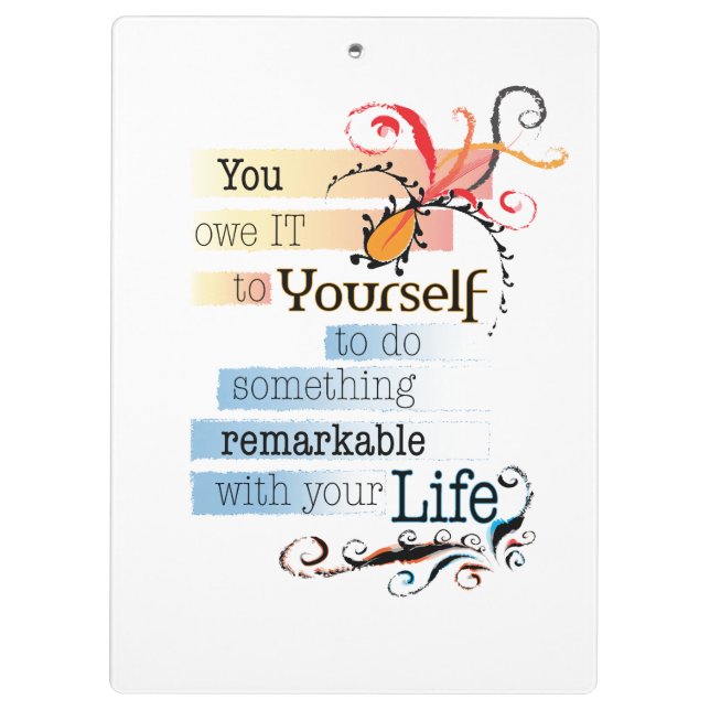 Remarkable LIFE Inspirational Illustrated quote Clipboard (Back)