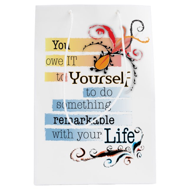 Remarkable LIFE Inspirational Illustrated quote Medium Gift Bag (Front)