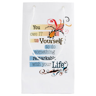 Remarkable LIFE Inspirational Illustrated quote Small Gift Bag