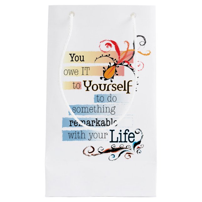 Remarkable LIFE Inspirational Illustrated quote Small Gift Bag (Front)
