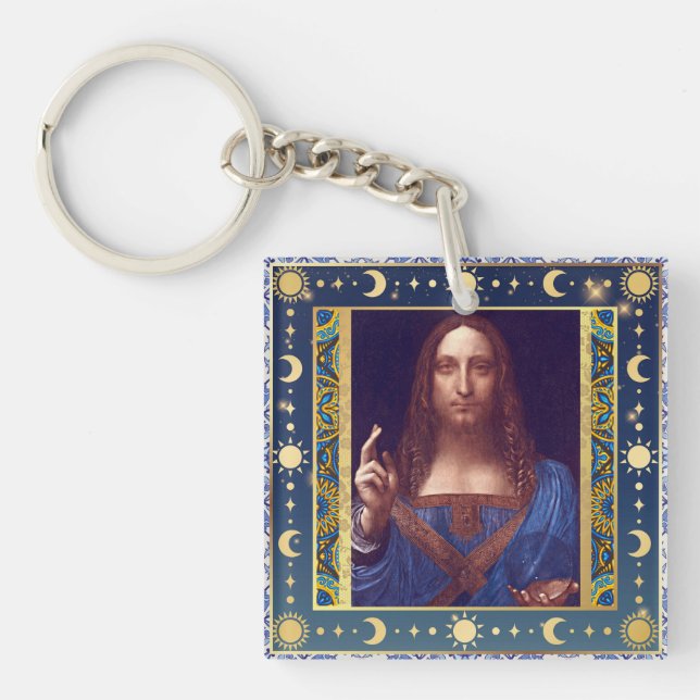 Remastered Salvator Mundi by Leonardo da Vinci  Key Ring (Front)