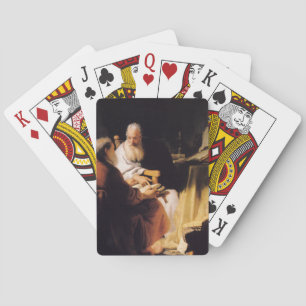 Rembrandt Art Painting Two Old Men Disputing Playing Cards