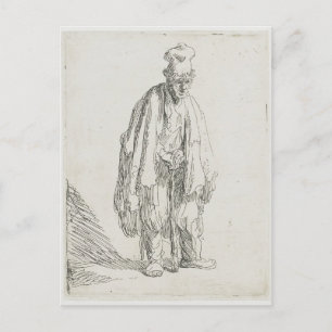Rembrandt- Beggar in a High Cap Standing Postcard