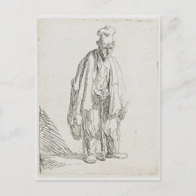 Rembrandt- Beggar in a High Cap Standing Postcard (Front)
