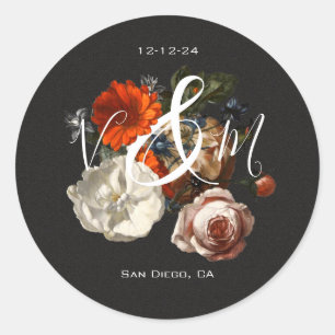 Rembrandt dark & moody monogram floral stickers