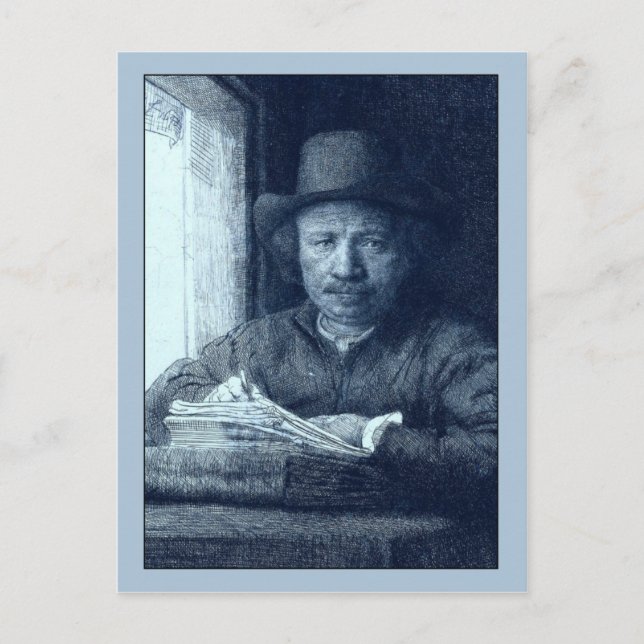 Rembrandt Drawing at a Window Postcard (Front)