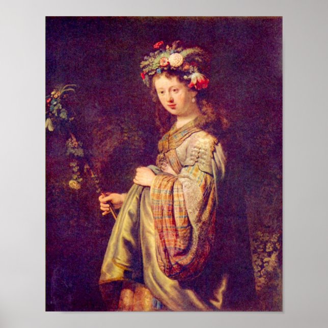Rembrandt - Flora (portrait of Saskia as Flora) Poster (Front)