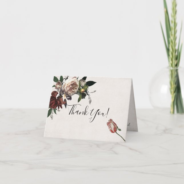 Rembrandt Floral Dark and Moody thank you note Card (Front)