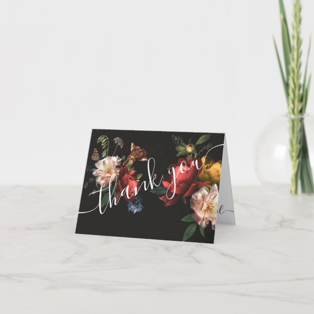 Rembrandt Floral Dark and Moody thank you note Card (Front)