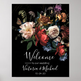 Rembrandt floral dark and moody Wedding Welcome Poster