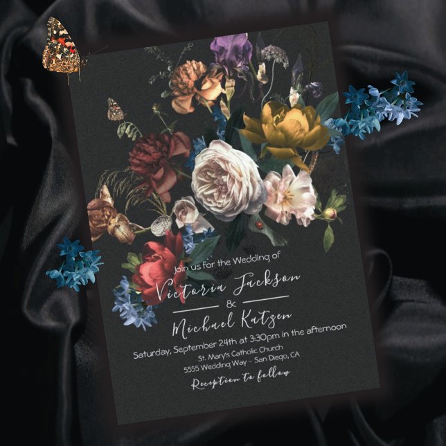 Rembrandt Floral Dark & Moody Wedding Invitation (Creator Uploaded)