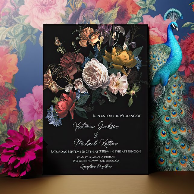 Rembrandt Floral Wedding Monogram Invitation (Creator Uploaded)
