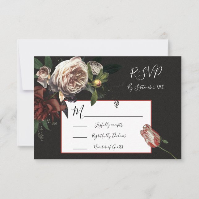 Rembrandt Floral Wedding response cards RSVP (Front)