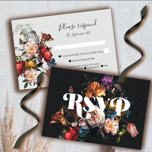 Rembrandt Floral Wedding response cards RSVP (Creator Uploaded)