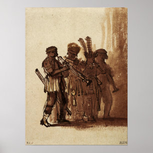 Rembrandt - Four Musicians With Wind Instruments Poster