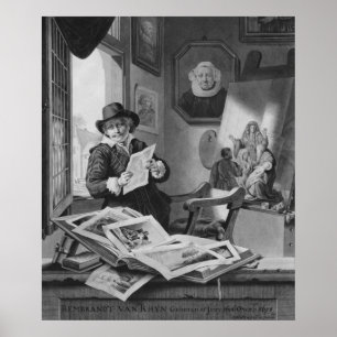Rembrandt in his studio poster