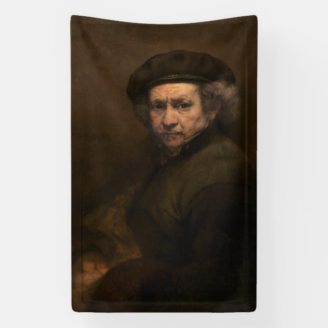 Rembrandt Self Portrait: Dutch Golden Age Painter Banner (Vertical)