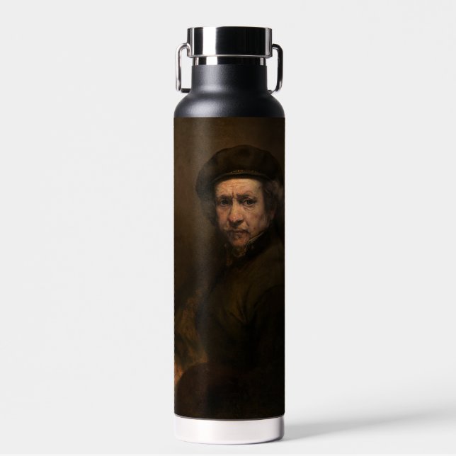 Rembrandt Self Portrait: Dutch Golden Age Painter Water Bottle (Front)