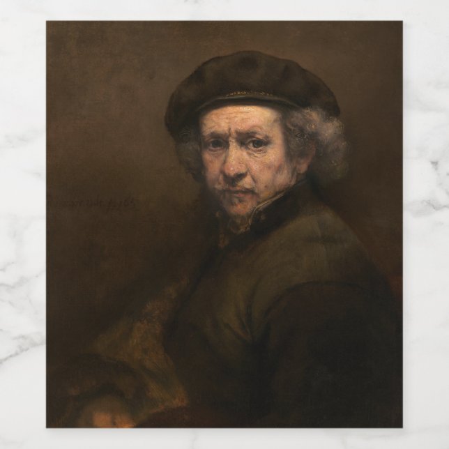 Rembrandt Self Portrait: Dutch Golden Age Painter Wine Label (Single Label)