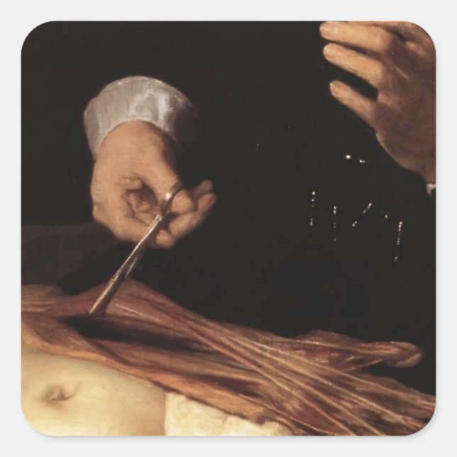 Rembrandt- The Anatomy Lesson of Dr. Nicolaes Tulp Square Sticker (Front)