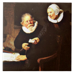 Rembrandt: The Shipbuilder and his Wife, 1633 Tile