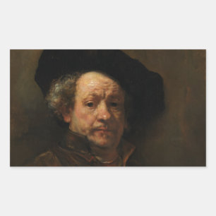 Rembrandt van Rijn's Self Portrait Fine Art Rectangular Sticker