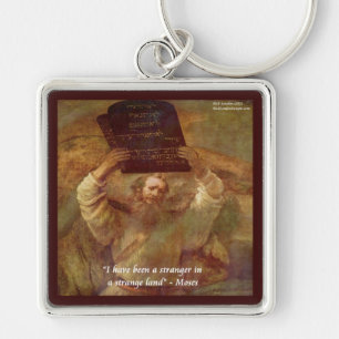 Rembrandt's Moses & Biblical Quote Key Ring