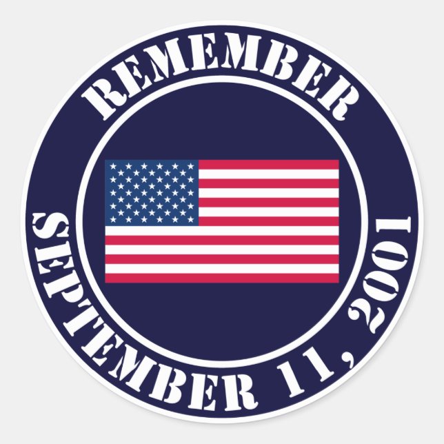 Remember 9/11 classic round sticker (Front)