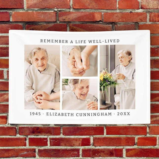 Remember A Life Modern Simple 4 Photo Collage Banner (Creator Uploaded)