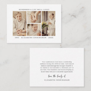 Remember A Life Modern Simple 4 Photo Collage Business Card