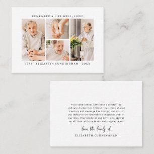 Remember A Life Modern Simple 4 Photo Collage Business Card