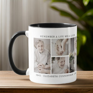 Remember A Life Modern Simple 4 Photo Collage Mug