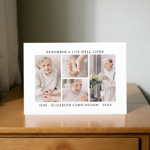 Remember A Life Modern Simple 4 Photo Collage Thank You Card