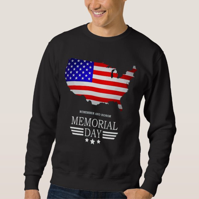 Remember And Honour Memorial Day American Flag Sweatshirt (Front)