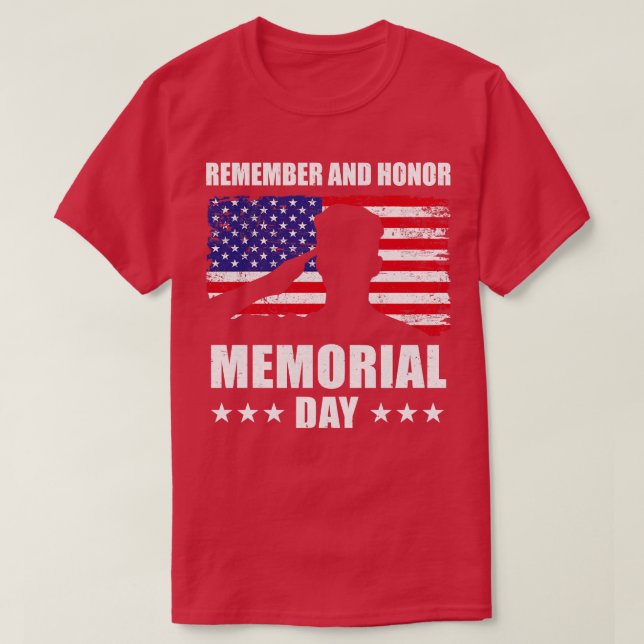 Remember And Honour Memorial Day T-Shirt (Design Front)