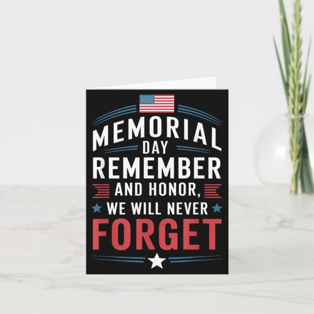 Remember and Honour We Will Forget Veterans Day Card (Front)