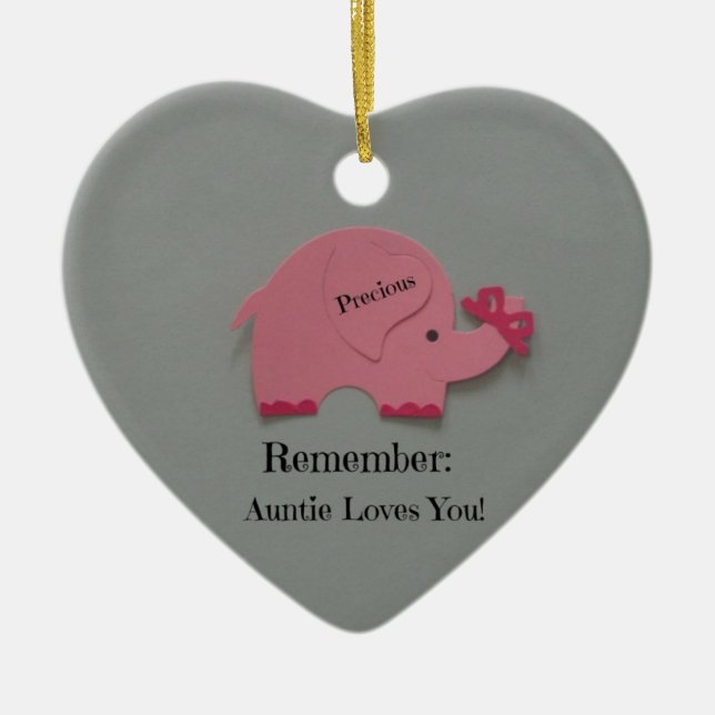 Remember: Auntie Loves You! Ceramic Tree Decoration (Front)