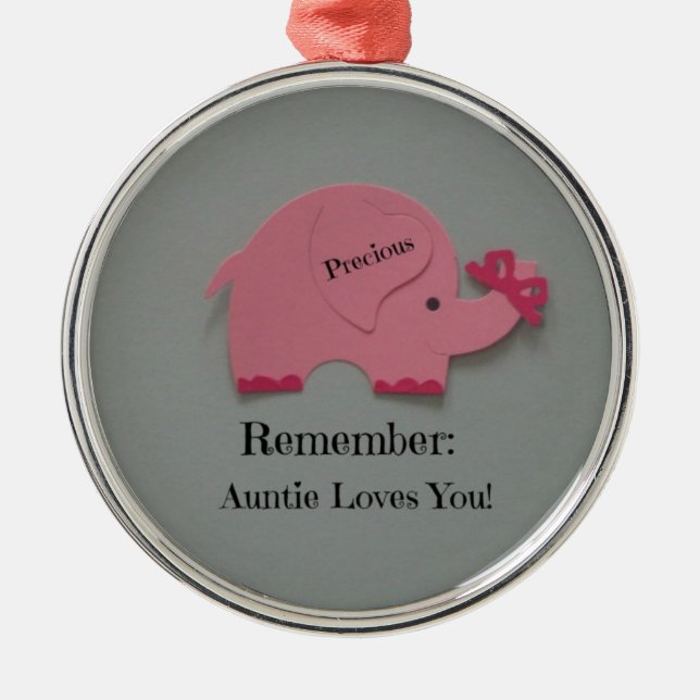 Remember: Auntie Loves You! Metal Tree Decoration (Front)