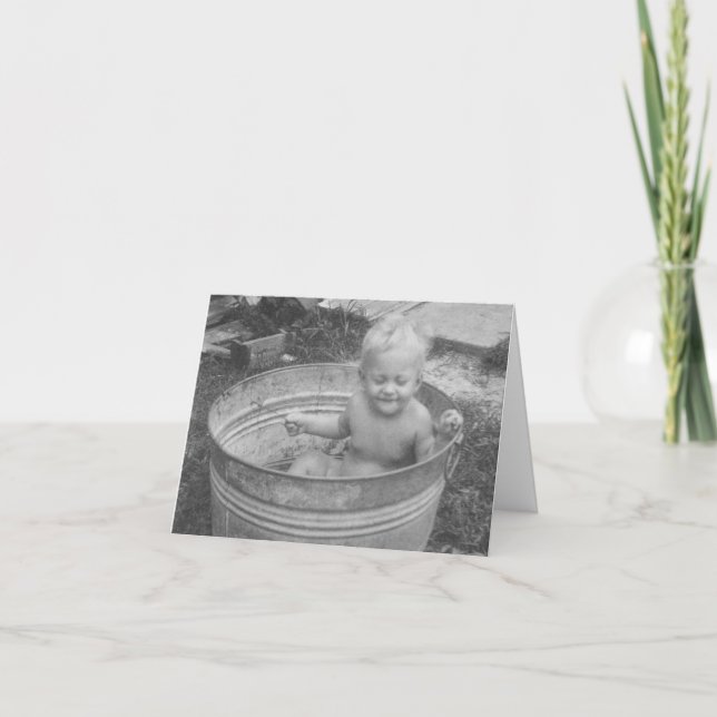 Remember Baby in Washtub Greeting Card (Front)