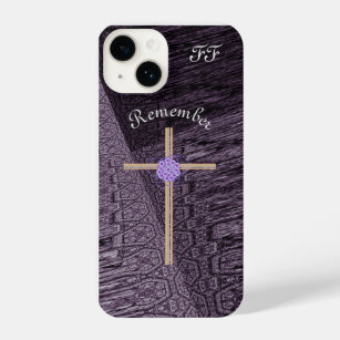 Remember Cross Flowers Ascribe Initials iPhone 14 Case